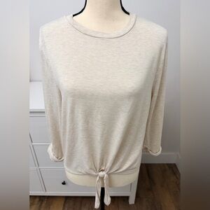 Express - Women’s Tie-Hem Long Sleeve Top - Cream